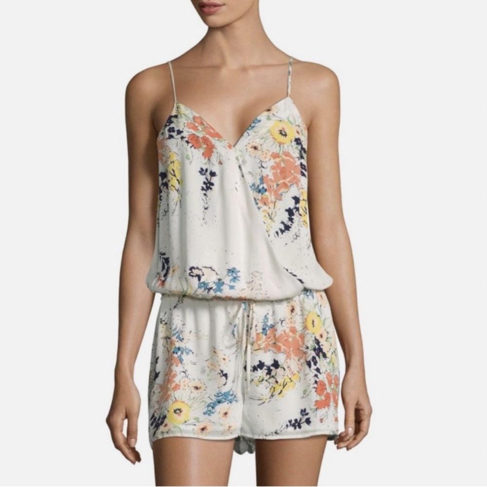 Joie Cream Floral Spaghetti-Strap Romper